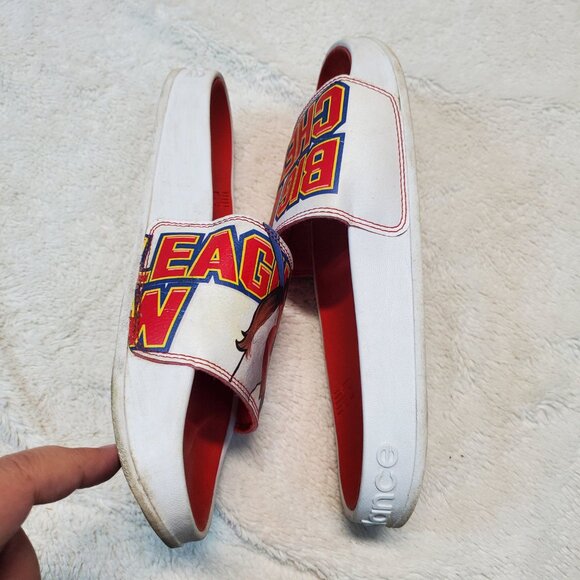 New Balance White Red Big League Chew Baseball Artsy Summer Fun Slides Sandals 9 - Picture 8 of 11